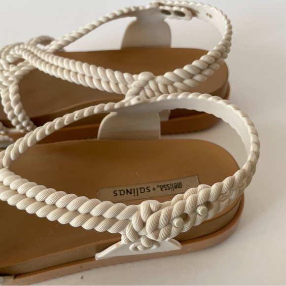 Melissa + Salinas Cosmic Sandals in White and Natural Size US 5 - Picture 12 of 14